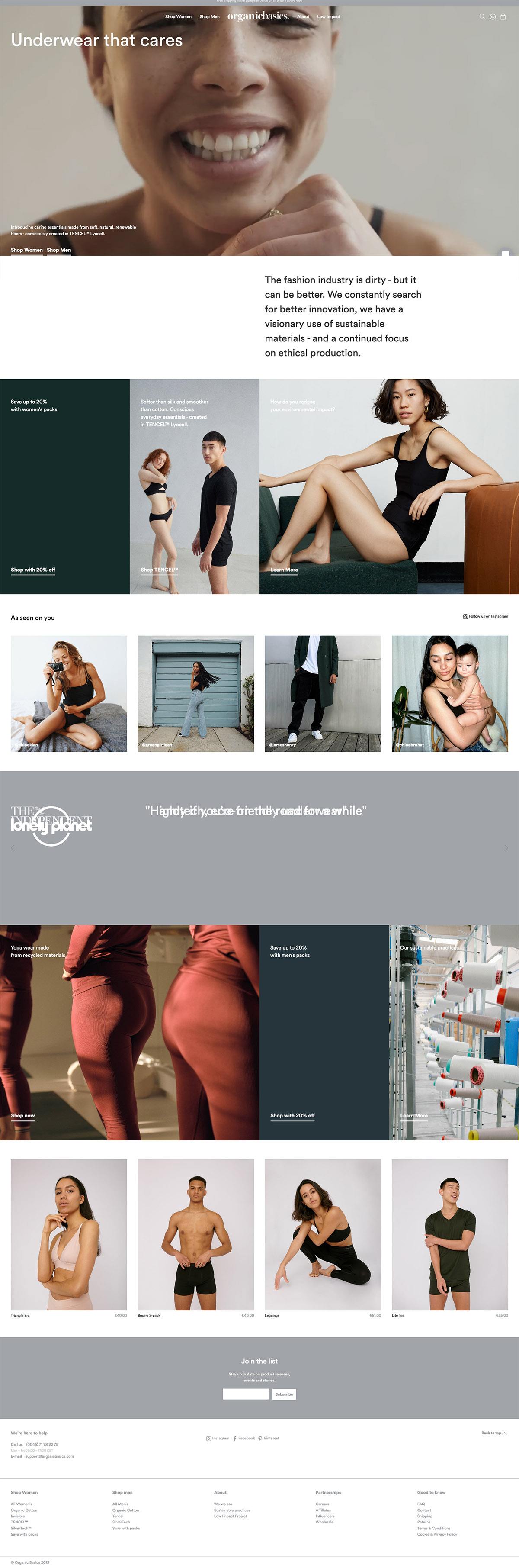 Organic Basics site Design Gallery & Tech Inspiration