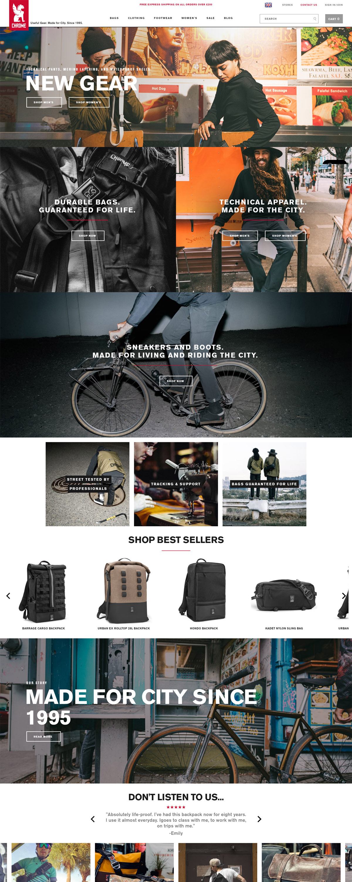Chrome Industries site Design Gallery & Tech Inspiration