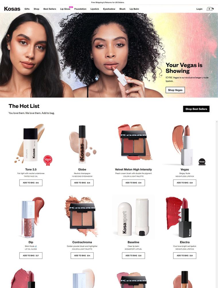 Kosas site Design Gallery & Tech Inspiration