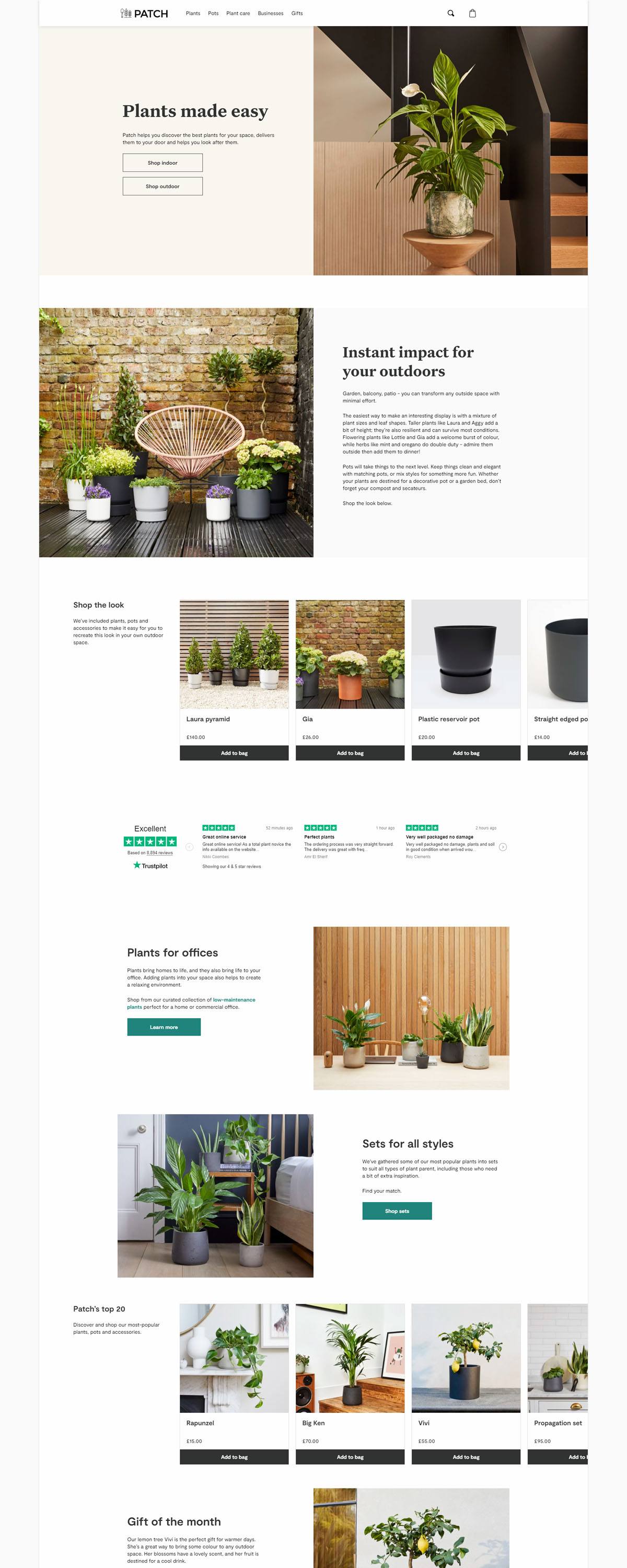 Patch plants site Design Gallery & Tech Inspiration