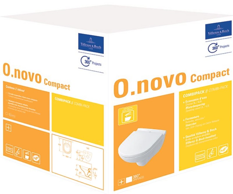 Villeroy&Boch O.Novo Compact wallmounted WC toilet bowl, softclose