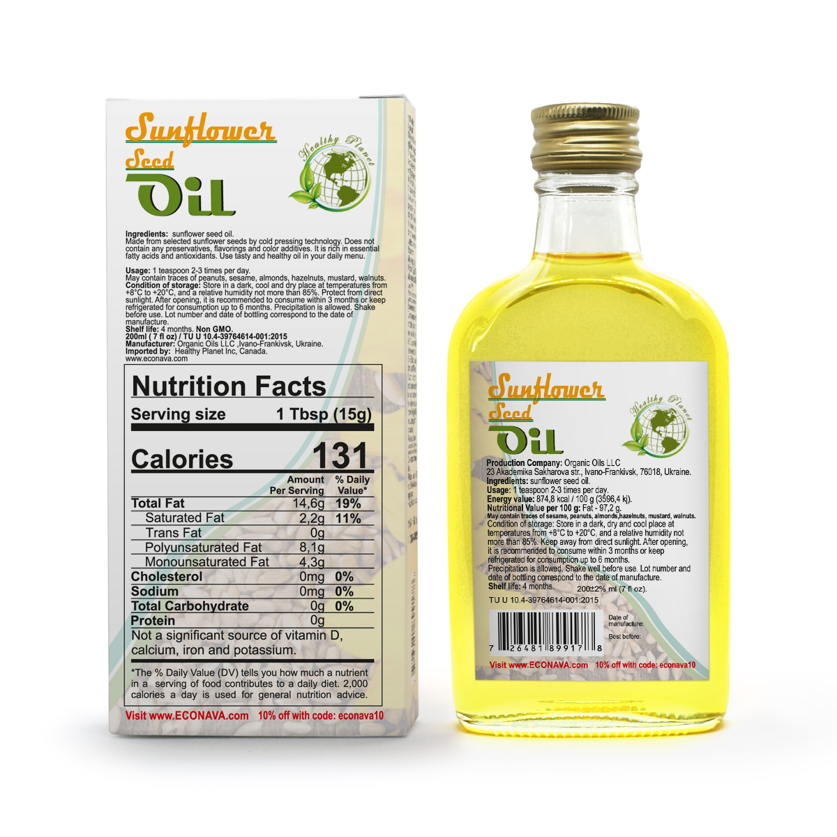 Sunflower Kernel Oil 200 ml Econava