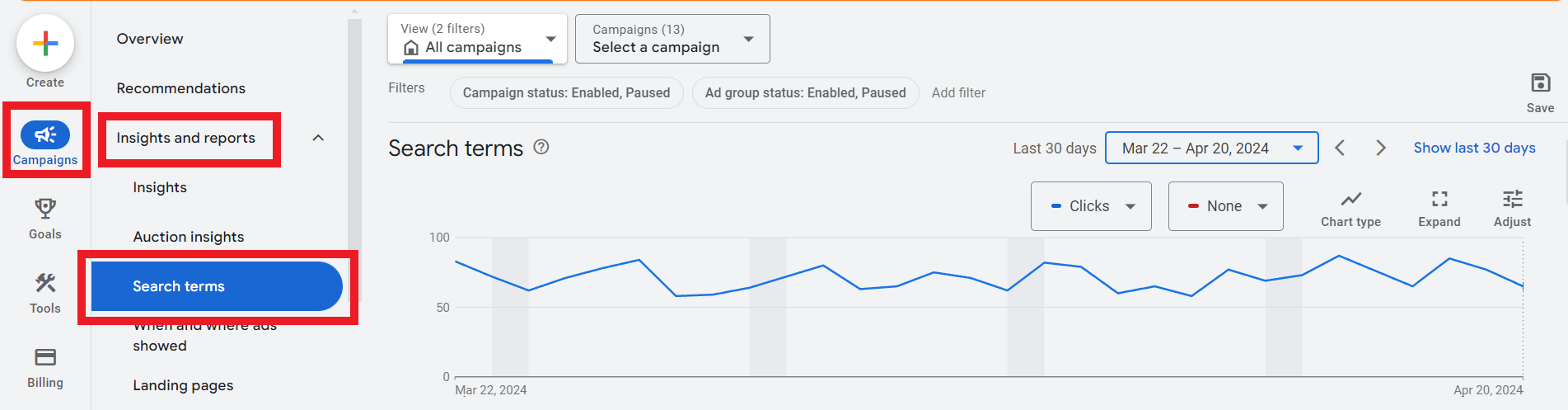 Screenshot of a Google Ads interface showing the 