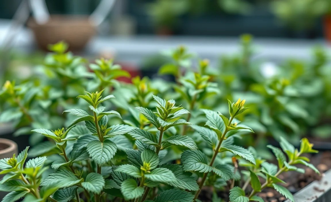 caring mint outdoors