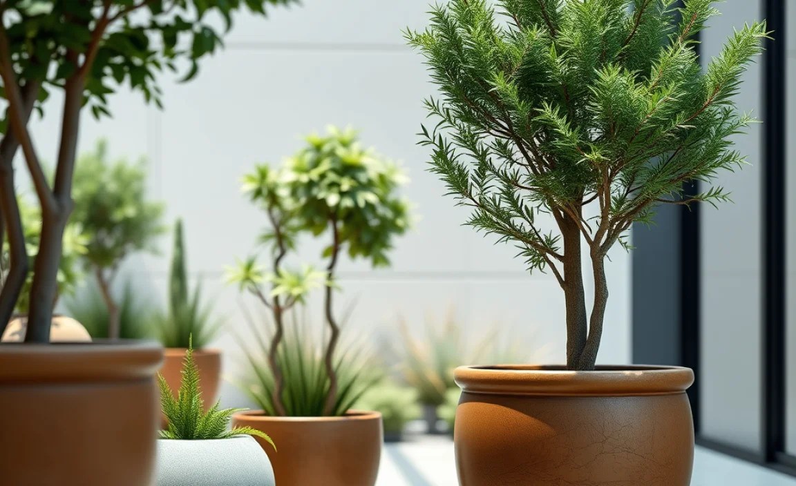 large planters trees outdoor