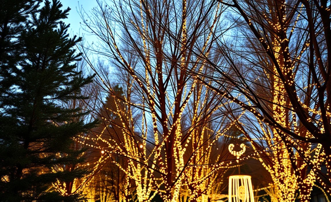 outdoor star lights trees