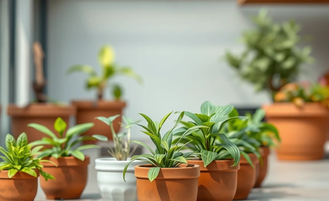plants shallow pots outdoor