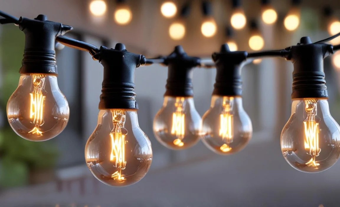 Installing Outdoor String Lights With Colored Bulbs