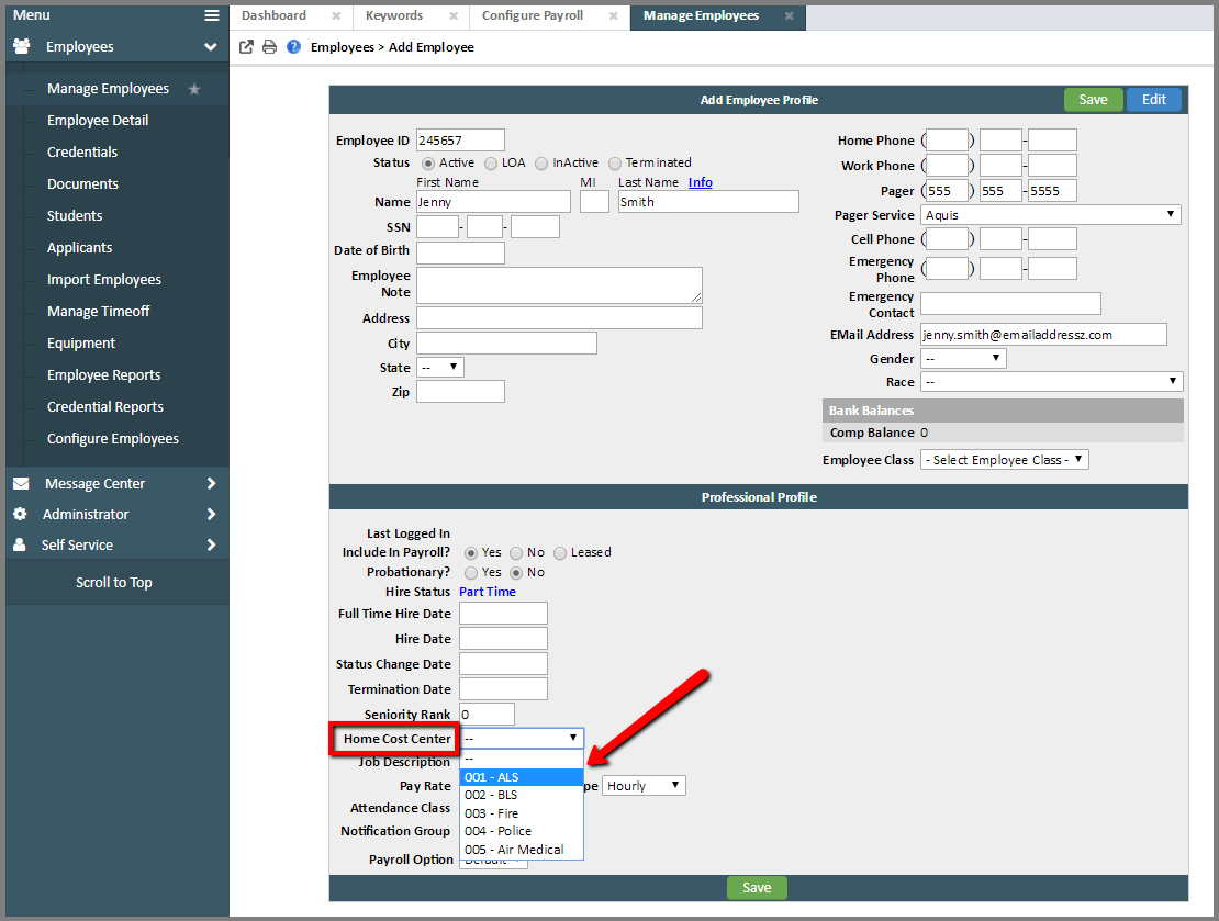Adding and Editing Cost Centers eCore Software Inc.