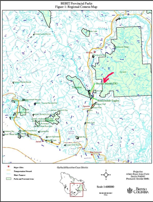 Brackendale Eagles Provincial Park, Background Document Map—1999