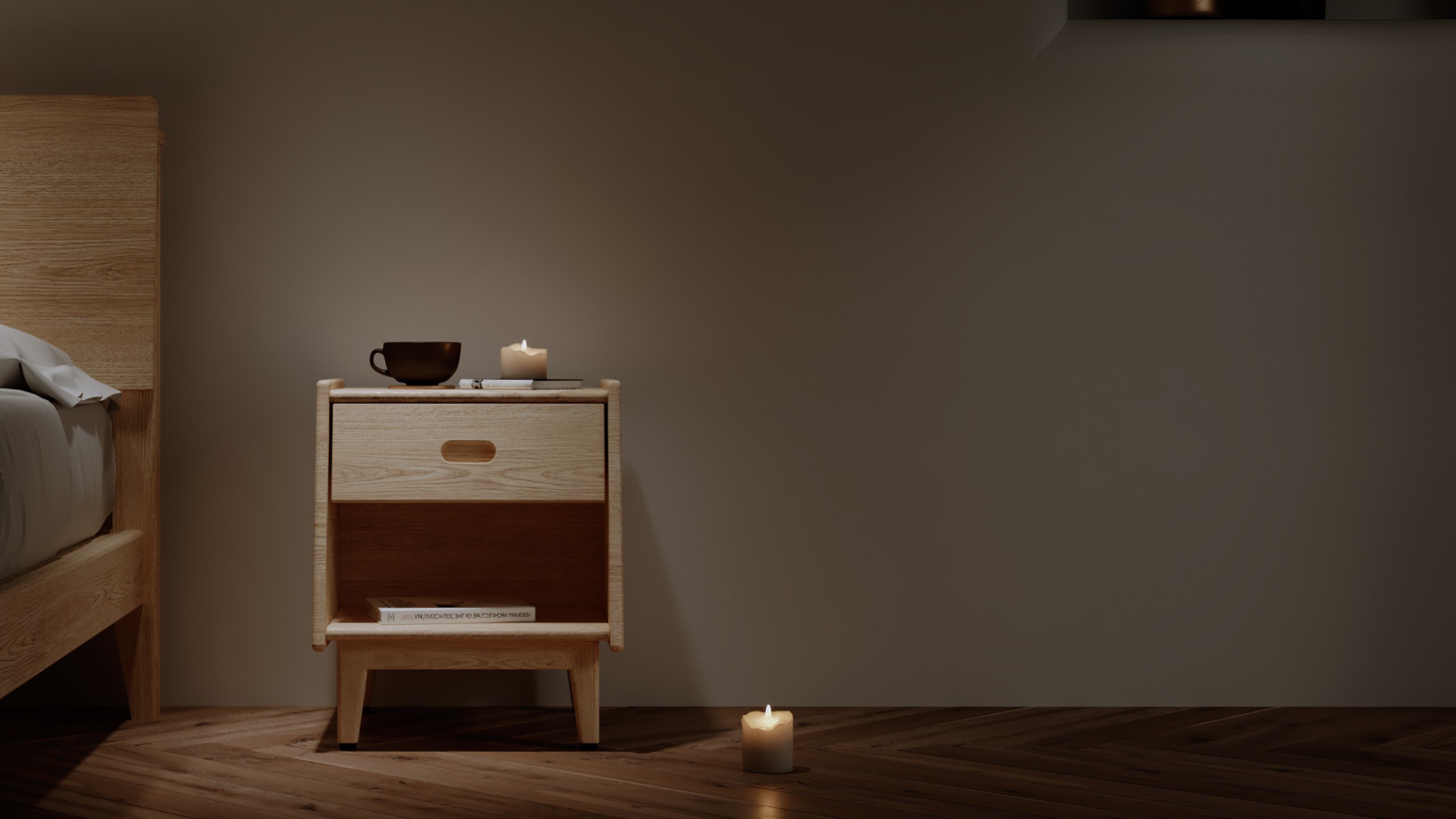 Solid Timber Bedside Table Phone Cable Management Ecosa New Zealand