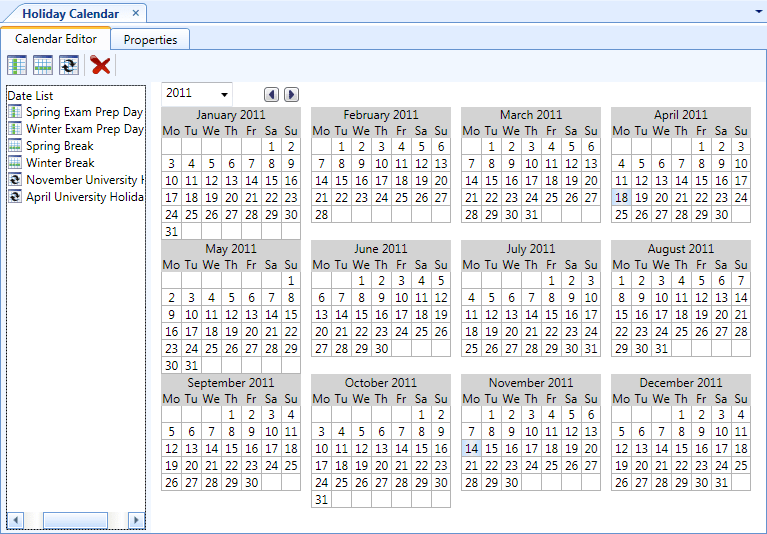 Deleting a Date List Entry from a Calendar