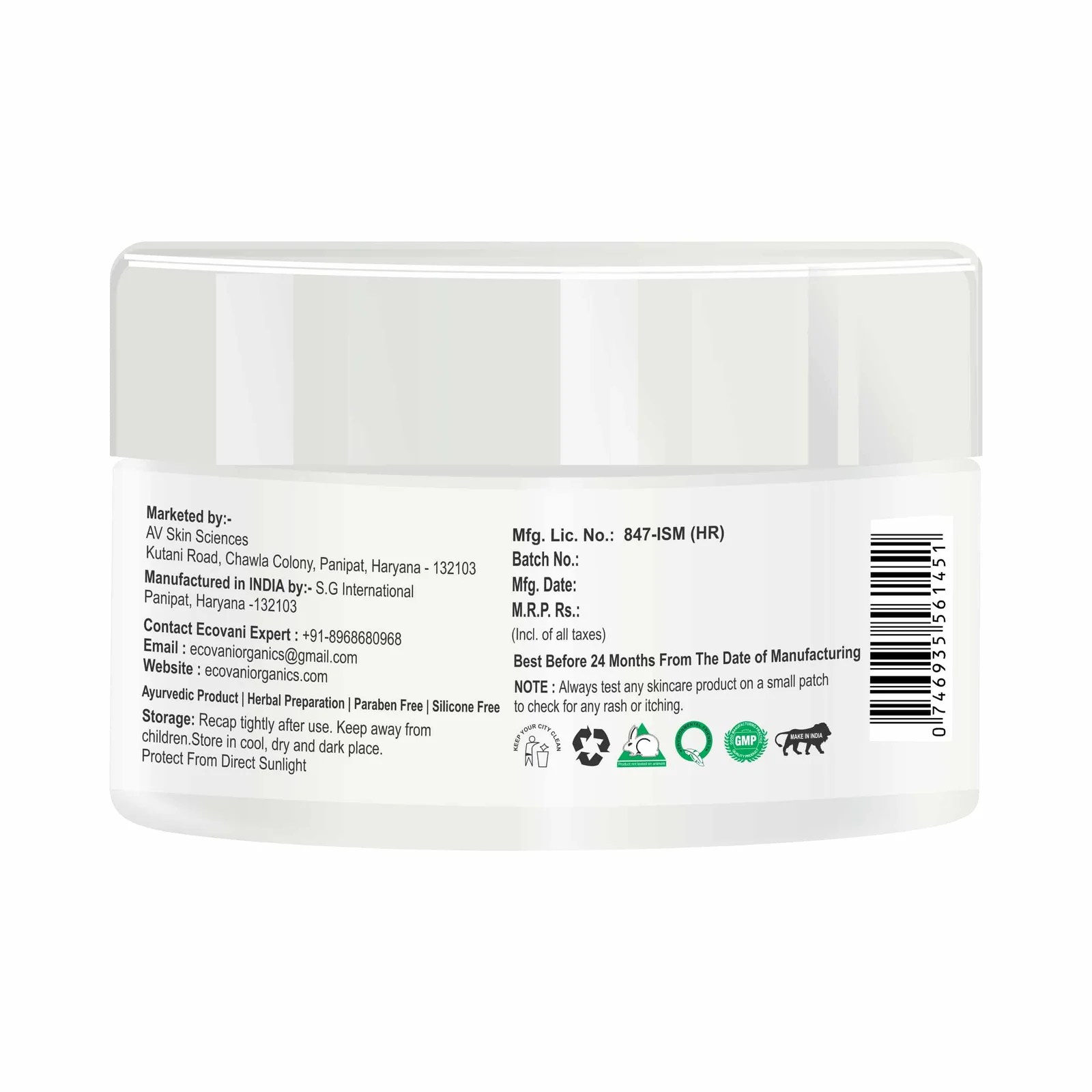 Best Anti Chafing Rash cream Ecovani Organics