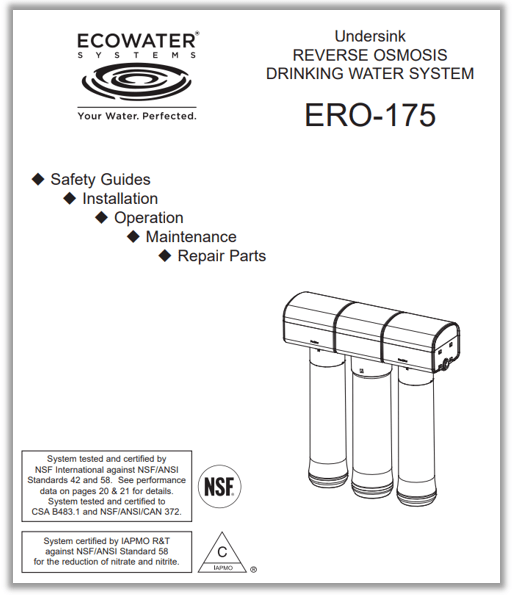 ERO-175 Manual – EcoWater Systems