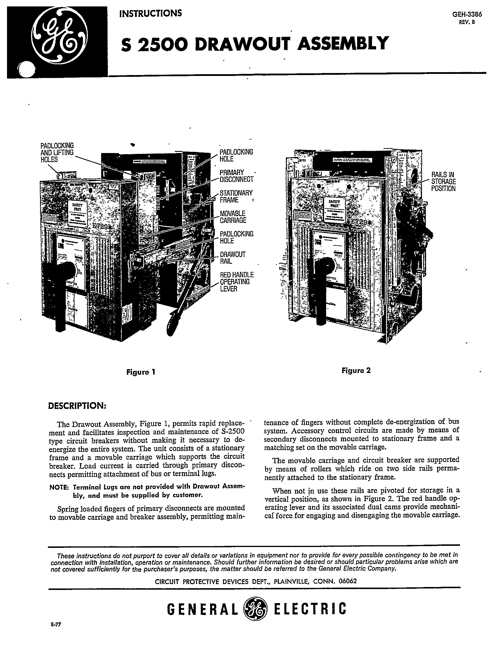 S 2500 DRAWOUT ASSEMBLY MANUAL - General Electric - ECP Solutions | Our