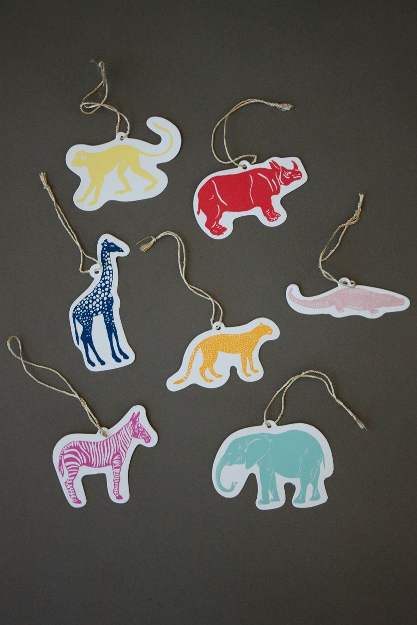 Animal Gift Tags Pack of Eight ecru