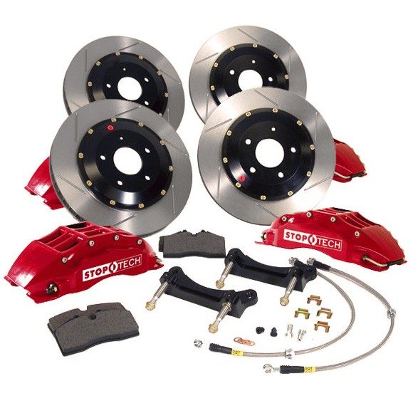 Stoptech Front Big Brake Kit w/ Yellow Calipers & Zinc Drilled Rotors
