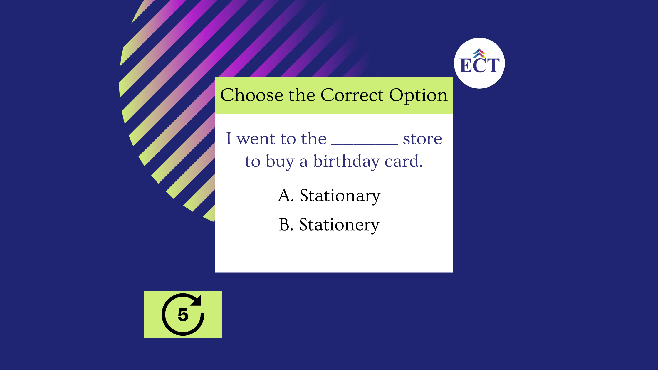 Stationary vs Stationery ECT