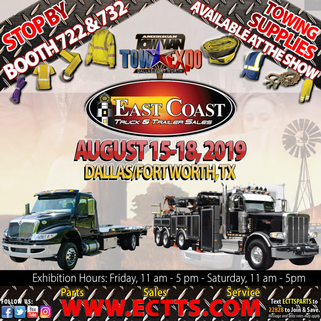 Join East Coast Truck & Trailer Sales at the Dallas Tow Show Aug. 1518