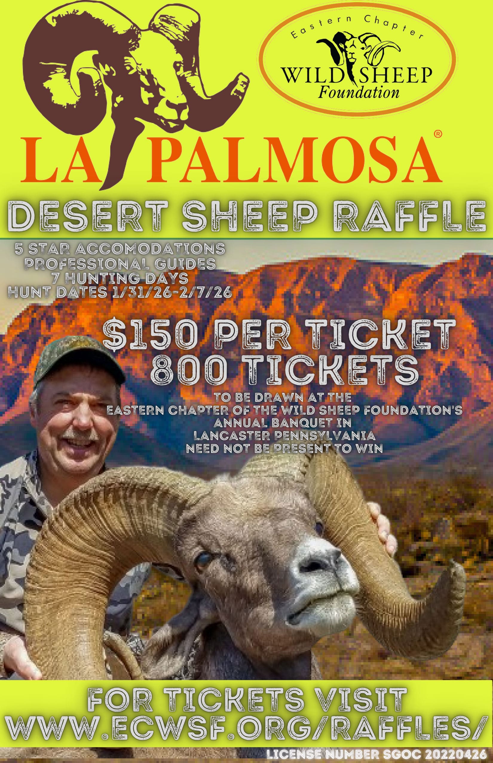 La Palmosa Desert Sheep Raffle Eastern Chapter Wild Sheep Foundation
