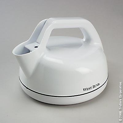 West Bend 6400 1-Quart Electric Tea Kettle, White MadeInTheUSA.com