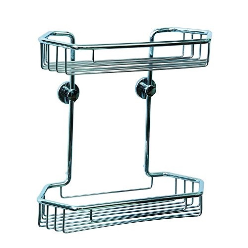 Draad Rustproof Solid Brass Shower Caddy 11 in. Double Shelf Angled in Chrome Check Price