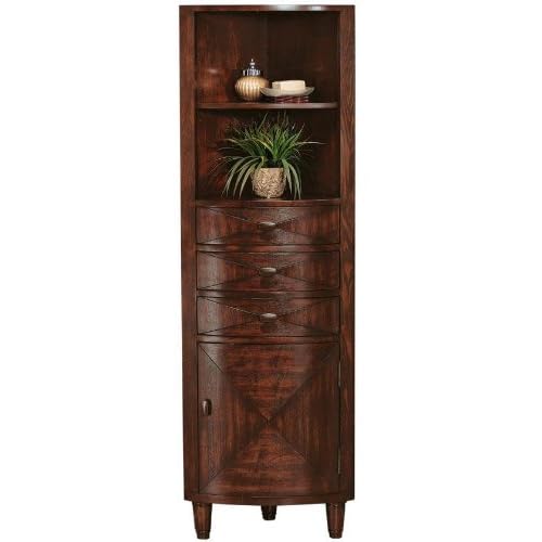 Kyoto Corner Linen Storage Storage Dark Brown 67.5H x 22W x 14D