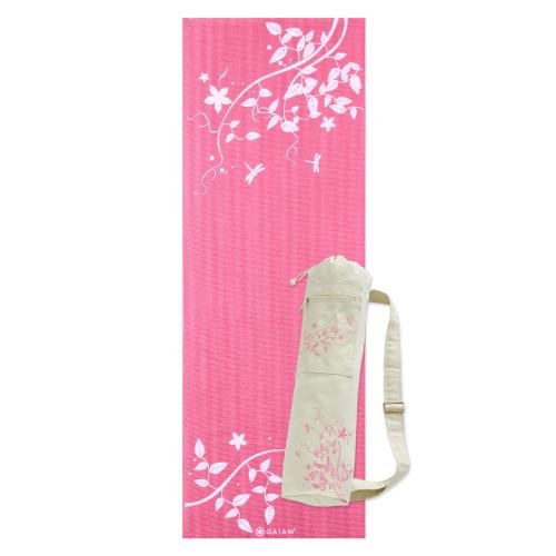 yoga tree Check Out Gaiam Printed Yoga Mat and Mat Bag Set Dragonfly Pink for 0.00