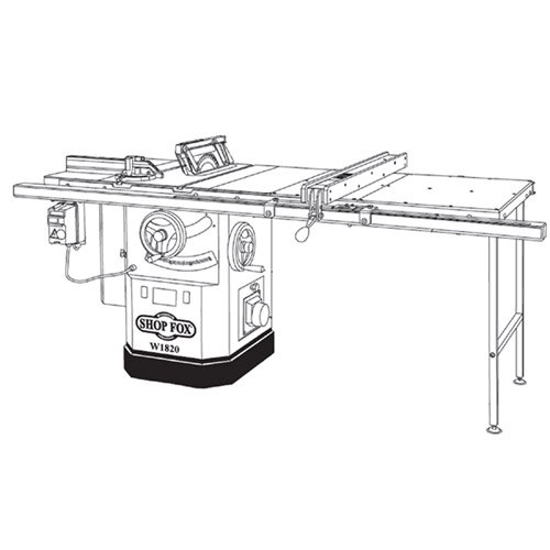 Shop Fox W1820 10 Saw with Riving Knife, Extra Long Rails