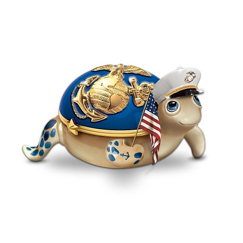Jewelry Boxes & Organizers Charming Officer USMC Heirloom Porcelain Turtle Music Box by The