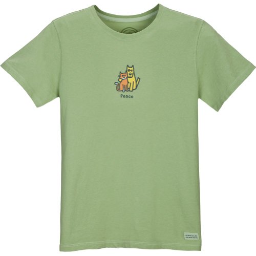Life is good Women's Crusher Peace Cat & Dog TShirt, Medium, Spring