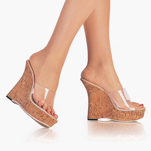5 Inch Cute Casual Wedges Wedge Shoes Platform Sandal Clear / Cork