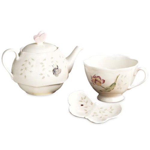 Lenox Butterfly Meadow Stackable Tea Set with Bag Holder cheapesttabletop