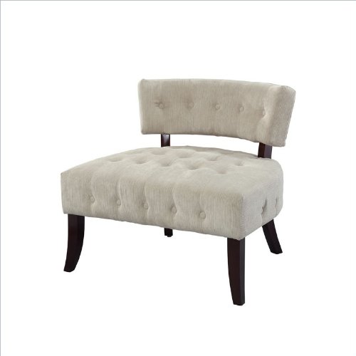 Powell Lady Slipper Tufted Accent Chair with Cream Velour Corduroy