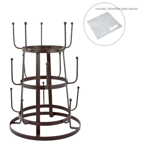 MyGift® Vintage Rustic Brown Iron Mug / Cup / Glass Bottle Organizer