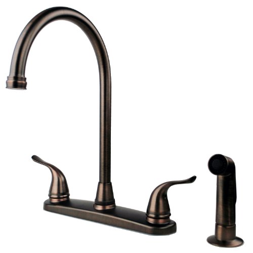Builders Shoppe 1210BZ Two Handle High Arc Kitchen Faucet with Spray
