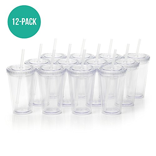 Maars Drinkware Bulk Double Wall Insulated Acrylic Tumblers with Straw