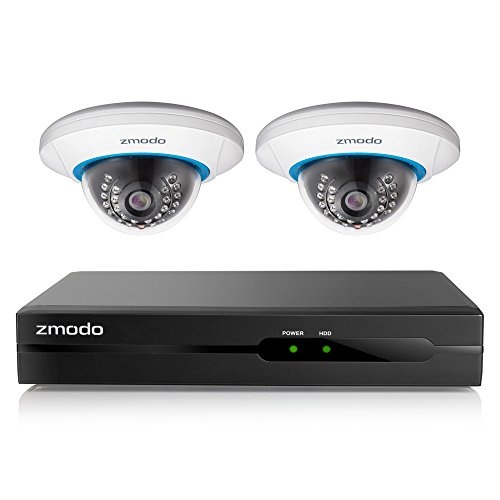Zmodo 4 Channel 720P NVR with 2 Indoor Dome WiFi Network IP Cameras