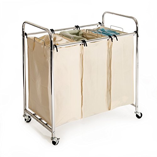 Seville Classics HeavyDuty 3Bag Laundry Sorter Cart New eBay