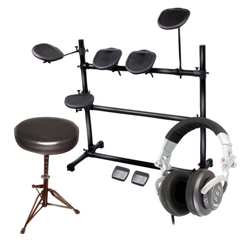 Pyle Electric Drum Kit Stool and DJ Headphones Package PED03 Electronic