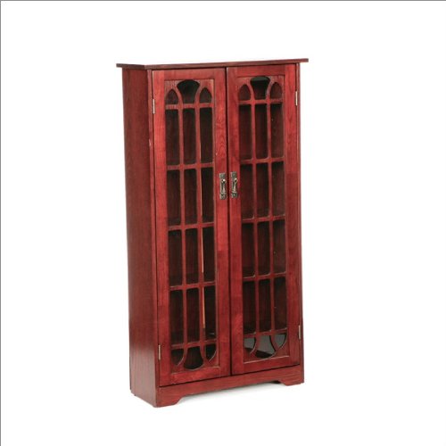Southern Enterprises Glass Window Pane Media Cabinet Bookcase Cherry Southern Enterprises Window Pane Media in Cherry