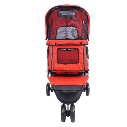 Deluxe Three Wheel Red Dog Stroller Jogger Dog Strollers Dog