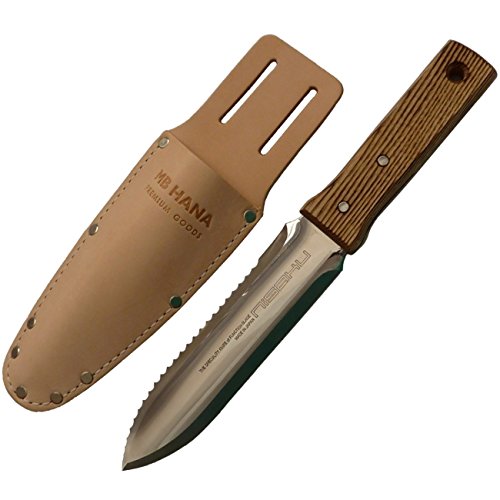 Japanese Hori Hori Stainless Steel, Garden Digging Knife with Leather