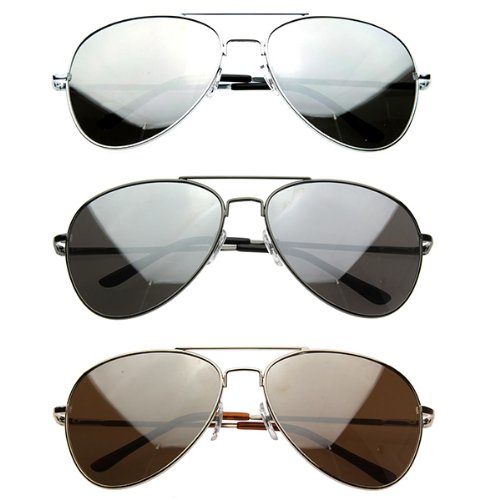 zeroUV Premium Mirrored Aviator Top Gun Sunglasses w/ Spring Loaded