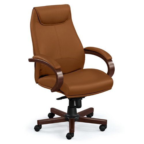 Nbf Signature Series Leather Ergonomic Chair HighBack Executive Leather Chair with Wood Frame by NBF Signature