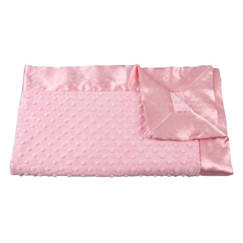 1My Blankee Baby Dot Velour Blanket with Satin Trim, Pink ppvcbgnqpk