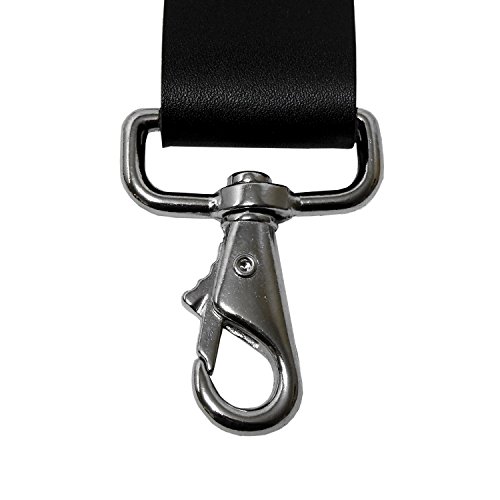 Tall Black Leather Suspenders, Clips Hook to Belt Loops, Tall Fit up to