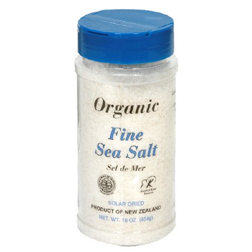 Pacific Salt Organic Fine Sea Salt, 16Ounce Bottles (Pack of 6