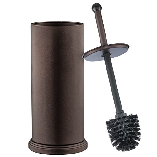 Toilet Bowl Brush Holder Set w Lid Cleaner Bathroom Storage Sanitary