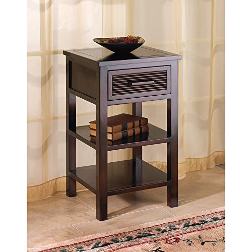 Modern Dark Brown Espresso Wood Drawer Shelf Nightstand Bedside Side